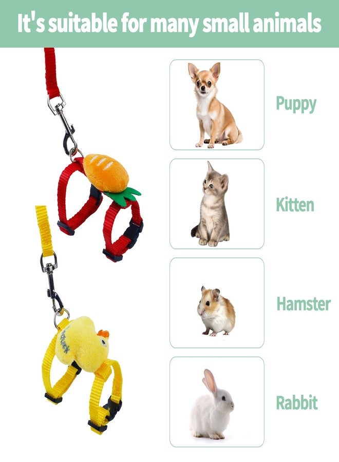Aecsze 2 PCS Adjustable Rabbit Harness and Leash Set, Bunny Clothes for Rabbits, Small Pet Cute Vest Harness Leash with Decoration for Bunny Ferret Small Pets (Yellow and Red) - Image 4